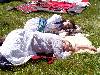 Historical Reenactors napping on the ground